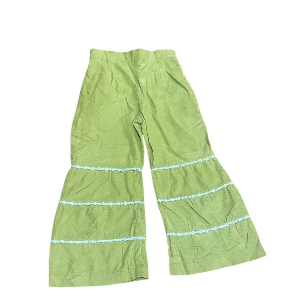 Hannah Kate green Corduroy wide leg pants girls size 5 pull on 100% cotton